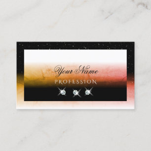 Elegant Orange Marbled Black White Stylish Jewels Business Card