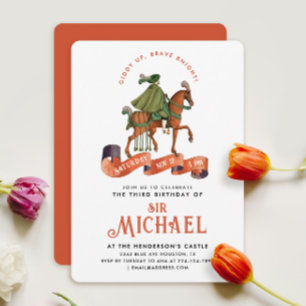 Elegant Orange Mediaeval Knight Equestrian Horse Invitation