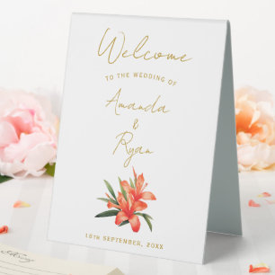 Elegant Orange Oleander Flower Wedding Welcome