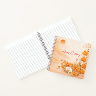 Elegant Orange Orchid Birthday Notebook