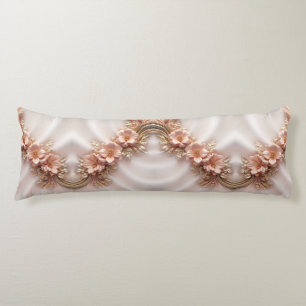Elegant Orange Peach Floral Body Pillow