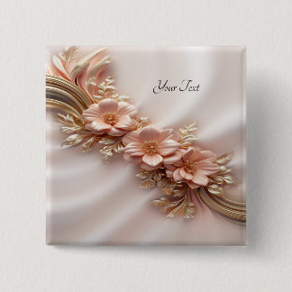 Elegant Orange Peach Floral Button