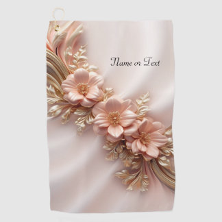 Elegant Orange Peach Floral Golf Towel