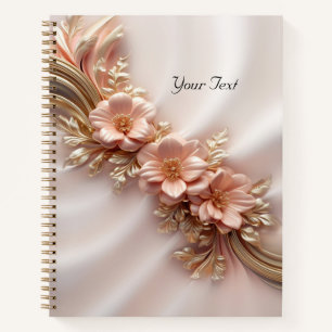 Elegant Orange Peach Floral Notebook