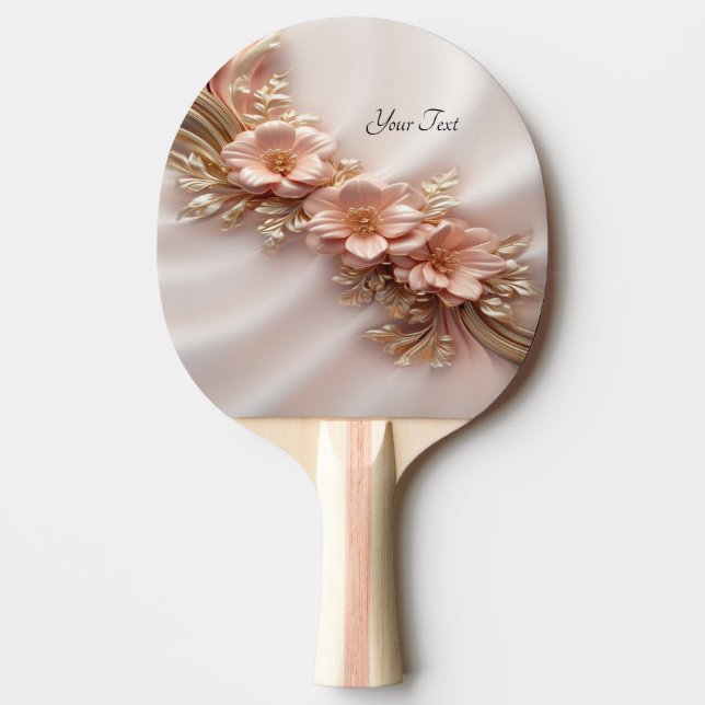 Elegant Orange Peach Floral Ping Pong Paddle (Front)