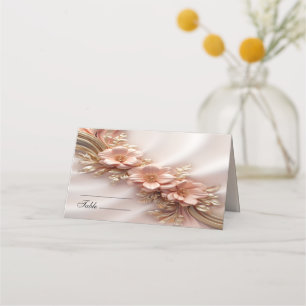 Elegant Orange Peach Floral Place Card