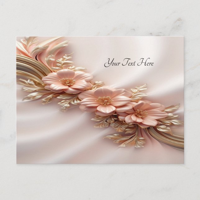 Elegant Orange Peach Floral Postcard (Front)