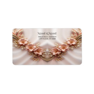 Elegant Orange Peach Floral Return Address Label
