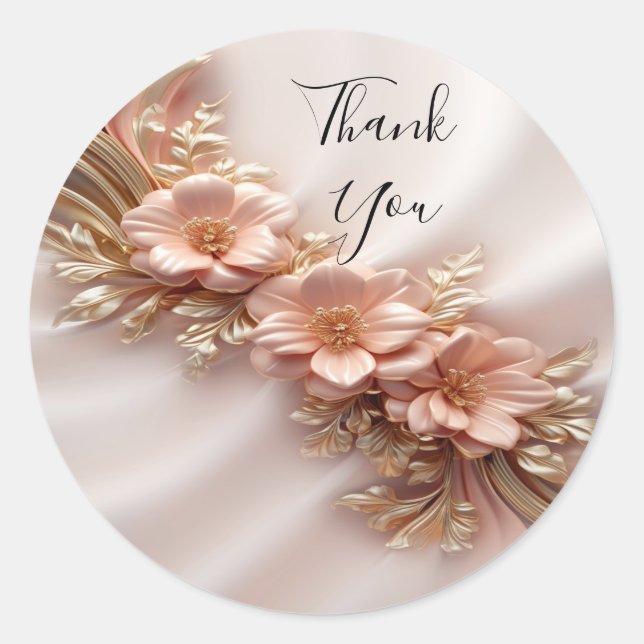 Elegant Orange Peach Floral Sticker (Front)