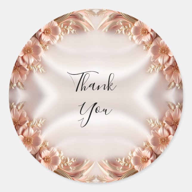 Elegant Orange Peach Floral Sticker (Front)