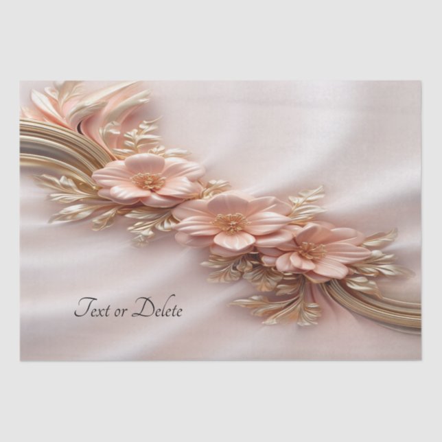 Elegant Orange Peach Floral Tissue Paper (Front)