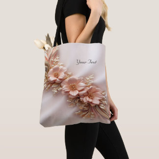 Elegant Orange Peach Floral Tote Bag