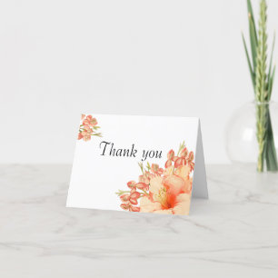 Elegant orange-pink flowers  thank you card