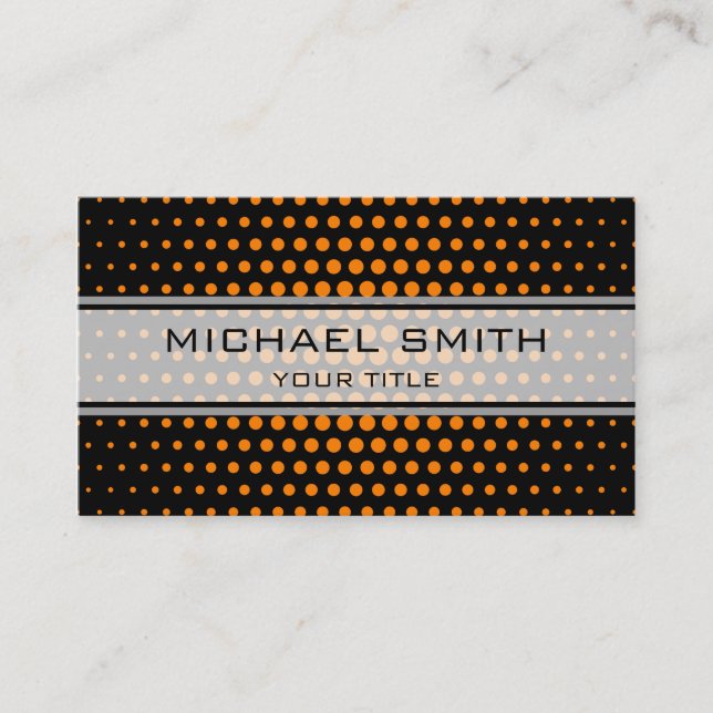 Elegant Orange Polka Dot Pattern Business Card (Front)