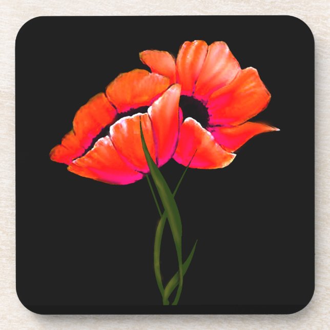 Elegant Orange Poppies Coaster (Front)