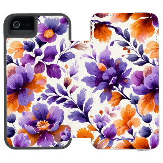 Elegant Orange & Purple Floral Watercolor | iPhone Incipio Watson™ iPhone 5 Wallet Case