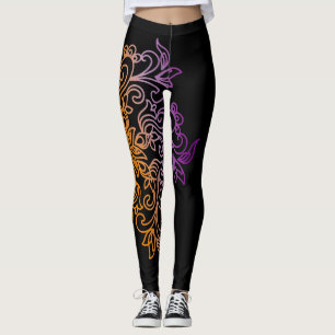 Elegant orange purple gradient Mandala Leggings