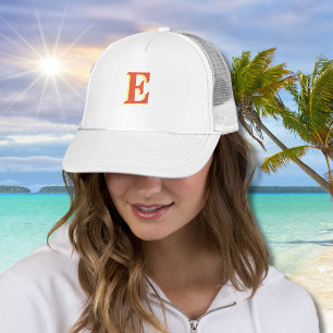 Elegant Orange Red 3D Initial Letter   Coral  Trucker Hat