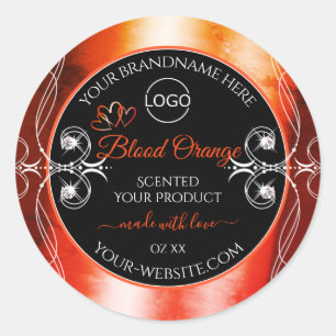 Elegant Orange Red Product Label Logo Jewels Black