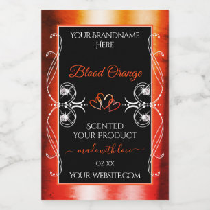 Elegant Orange Red Product Labels Jewels Black