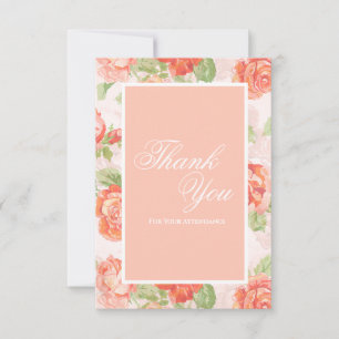 Elegant orange rose floral  thank you card