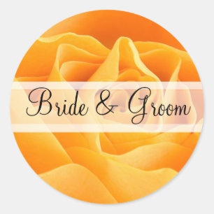 Elegant Orange Rose Wedding Stickers