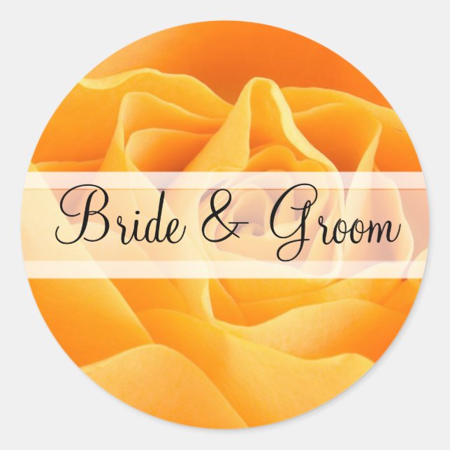 Elegant Orange Rose Wedding Stickers (Front)