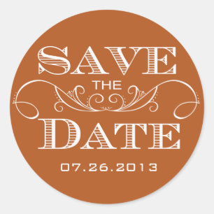 Elegant Orange Save the Date Sticker