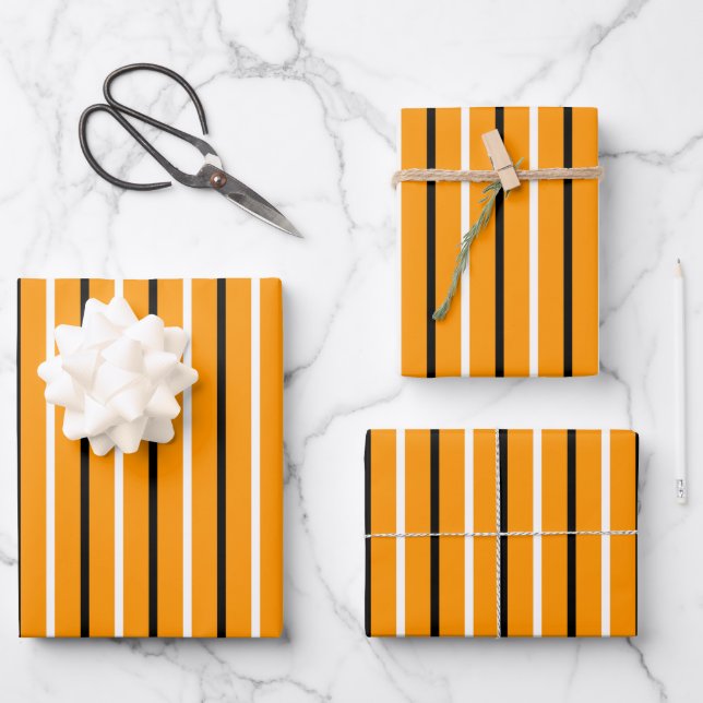 Elegant Orange Striped Wrapping  Wrapping Paper Sheet (Front)