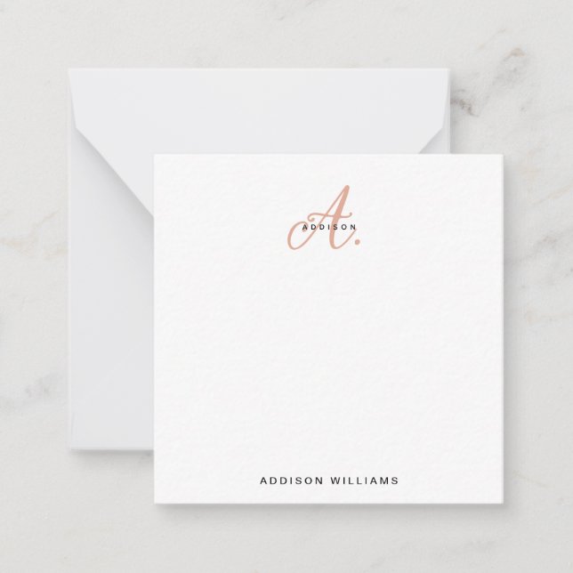 Elegant Orange Terracotta Script Monogram Card (Front)