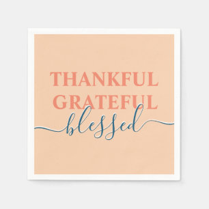 Elegant orange thankful grateful blessed napkin