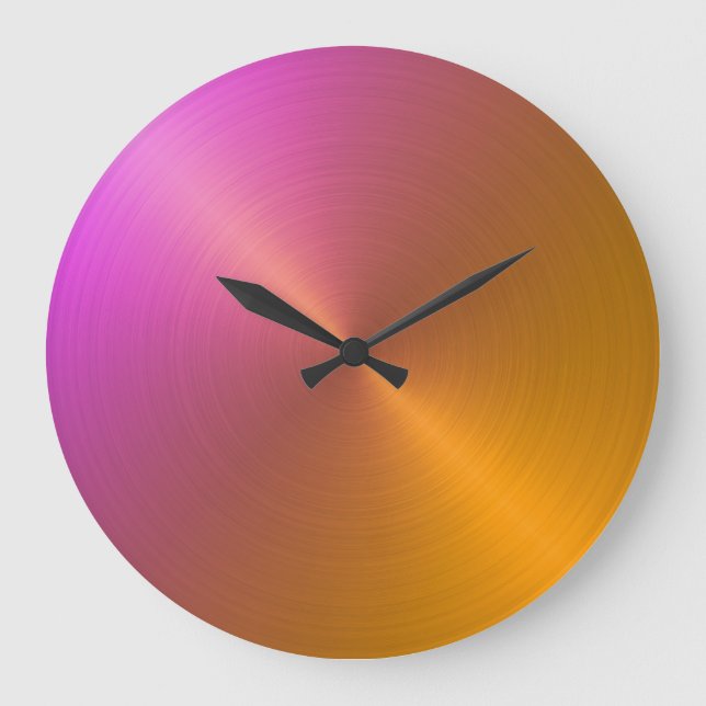 Elegant Orange to Pink Ombre Gradient Large Clock (Front)