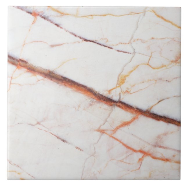 Elegant Orange Veined Natural Stone Texture Tile (Front)