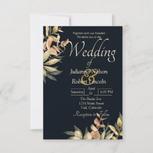 Elegant orange watercolor on black wedding invitat invitation