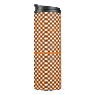  Elegant Orange White Gingham Plaid  Thermal Tumbler
