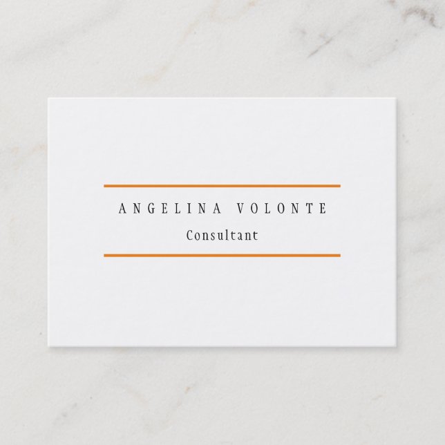 Elegant Orange White Minimalist Plain Modern Business Card (Front)