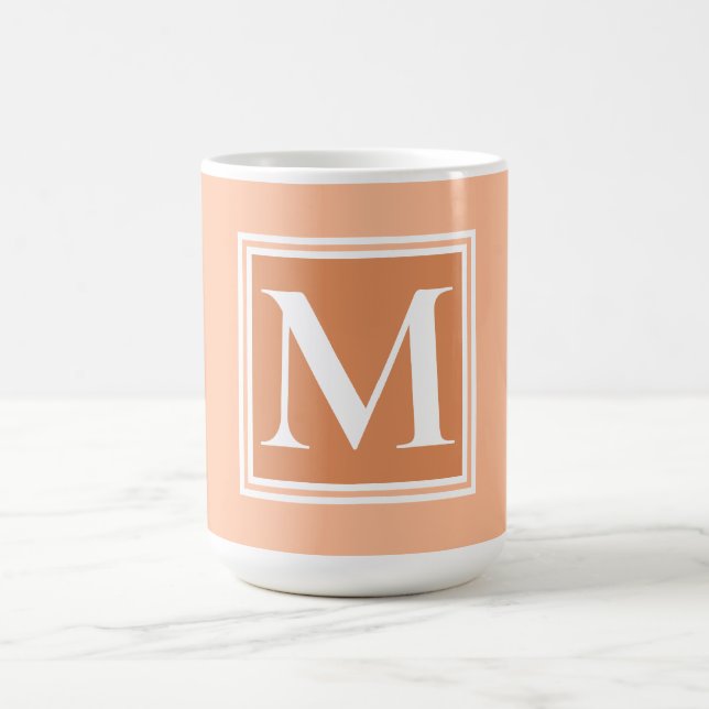 Elegant orange white monogram script topography  coffee mug (Center)