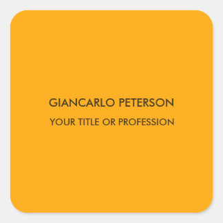 Elegant Orange Yellow Minimalist Professional Square Sticker