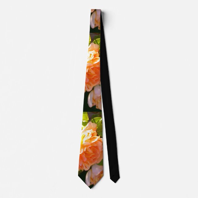 Elegant orange yellow peach florals roses tie (Front)