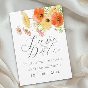 Elegant Orange & Yellow Wildflower Wedding Save The Date