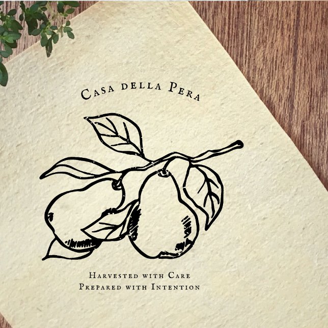 Elegant Orchard Pear Illustration Rubber Stamp (Creator Uploaded)