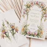 Elegant Orchid Art Nouveau Wedding  Invitation<br><div class="desc">This luxurious wedding invitation set features an elegant Art Nouveau design adorned with intricate orchid motifs. The front of the invitation beautifully frames the wedding details with lush green foliage and delicate orchids in shades of pink, cream, and yellow, set against a classic white background. The back of the invitation...</div>