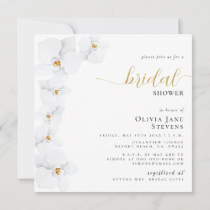 Elegant Orchid Bridal White Floral Bridal Shower Invitation