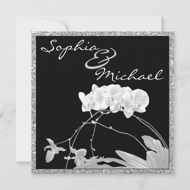 Elegant  Orchid ENGAGEMENT Invitation (Front)