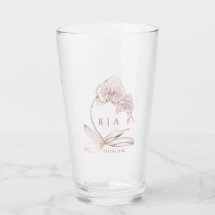Elegant Orchid Floral Monogram Wedding Keepsake  Glass