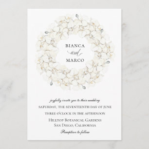 Elegant Orchid Floral Wreath Wedding Invitation