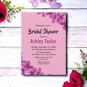 Elegant Orchid Flower Rose Floral Bridal Shower Invitation