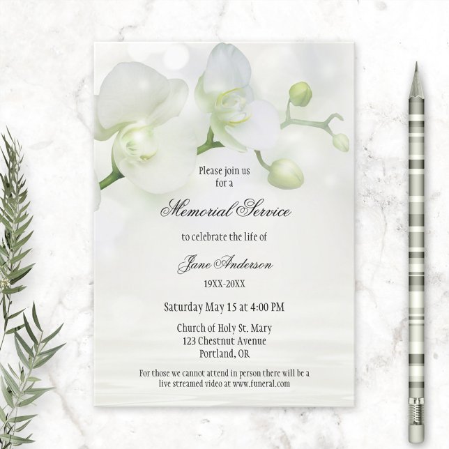 Elegant Orchid Funeral Memorial Service Invitation (Creator Uploaded)