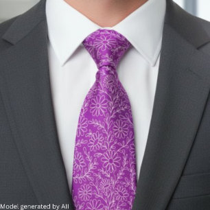 Elegant Orchid Purple Floral Pattern Tie
