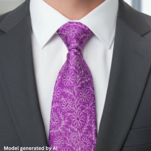 Elegant Orchid Purple Floral Pattern Tie